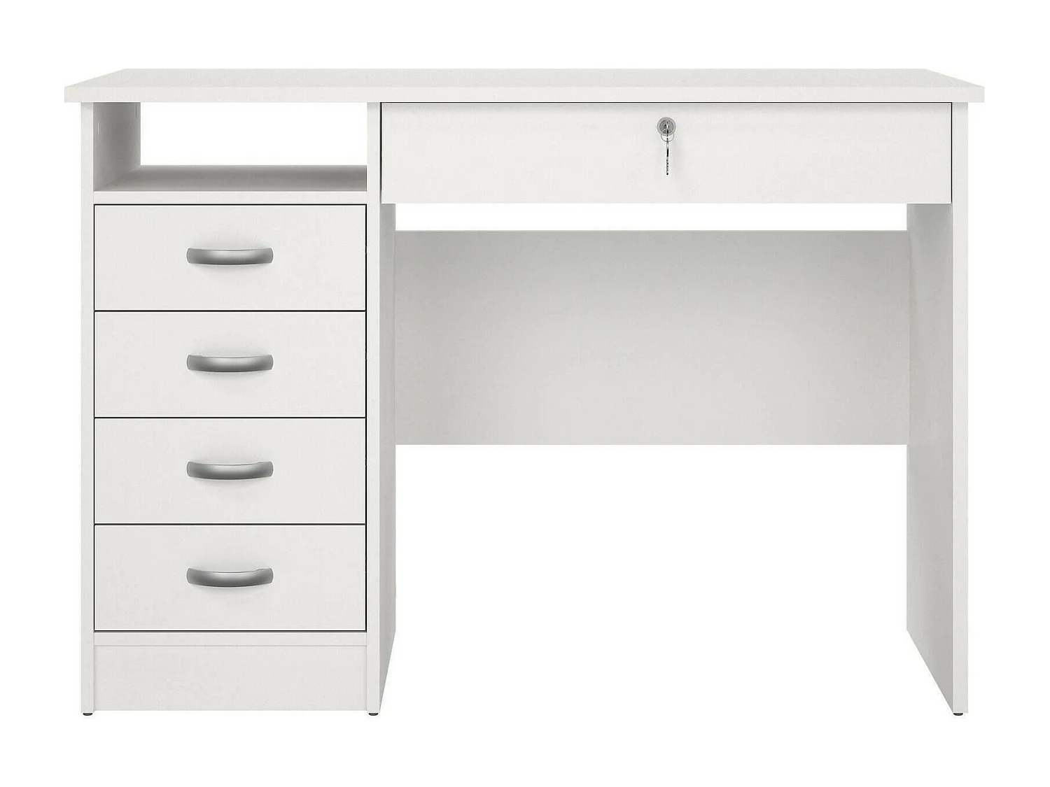 Amor bureau, Multifunctioneel bureau, PC-houder kantoortafel, Werkblad, 109x48 h75 cm, Wit