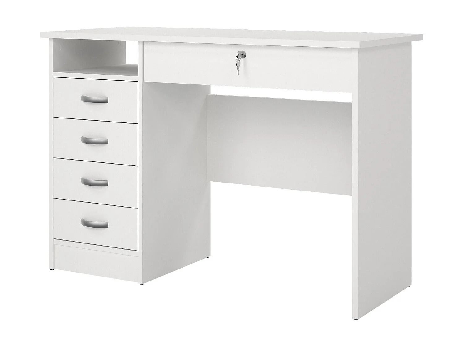 Amor bureau, Multifunctioneel bureau, PC-houder kantoortafel, Werkblad, 109x48 h75 cm, Wit