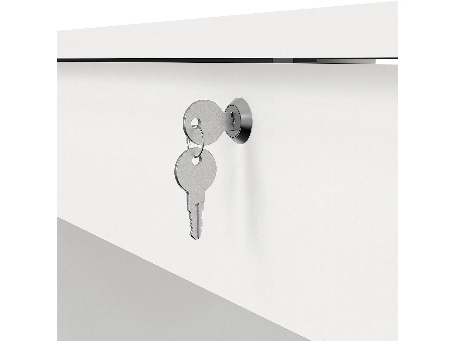 Amor bureau, Multifunctioneel bureau, PC-houder kantoortafel, Werkblad, 109x48 h75 cm, Wit