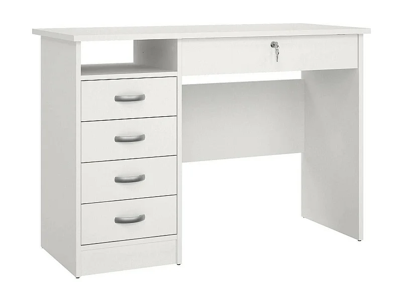 Amor bureau, Multifunctioneel bureau, PC-houder kantoortafel, Werkblad, 109x48 h75 cm, Wit