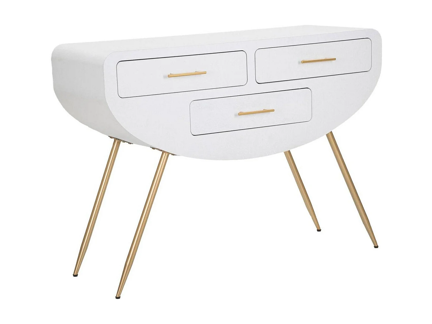 Tomatenconsole, Multifunctionele tafel, Bijzetkast, Gangbureau, 110x40 h80 cm, Wit en Goud
