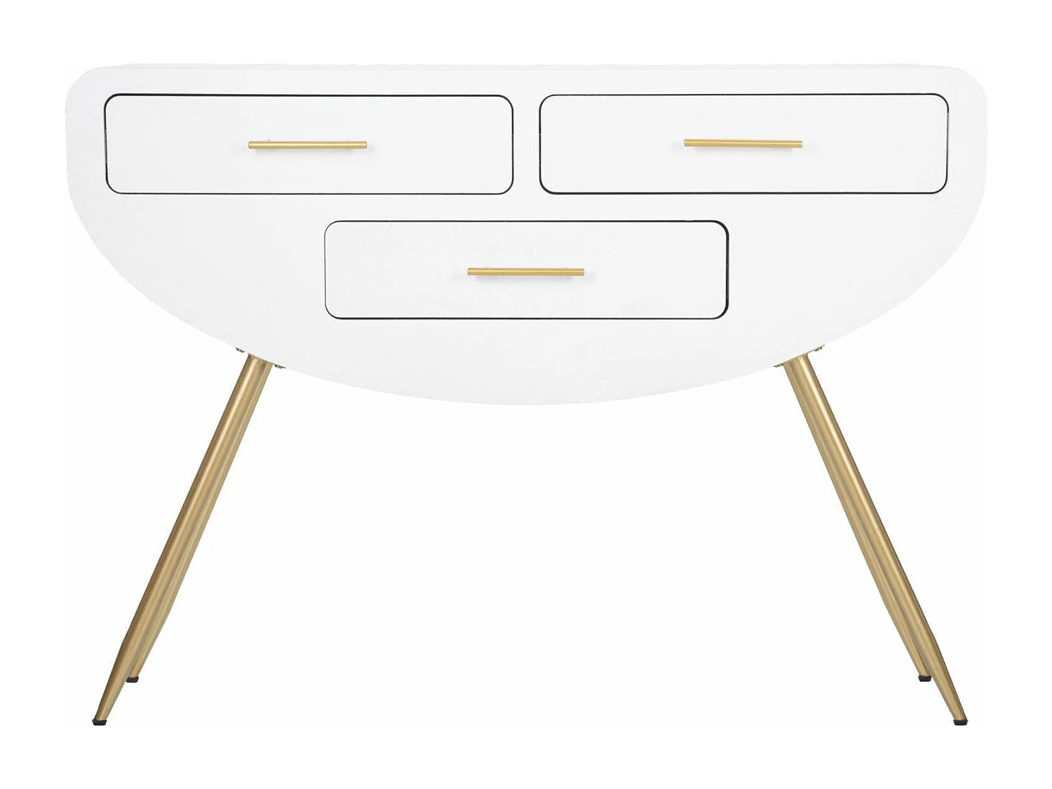 Console Tomato, Table polyvalente, Armoire de rangement, Bureau du couloir, 110x40 h80 cm, Blanc et Or