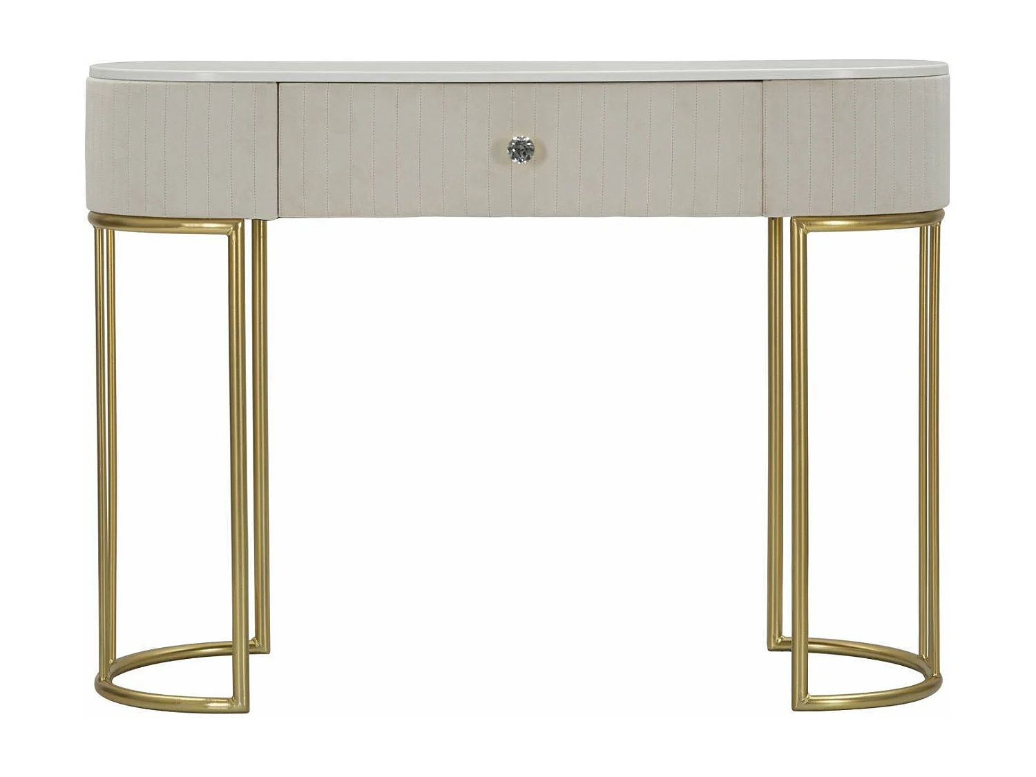 Console AbstraktesÂ , Table polyvalente, Armoire de rangement, Bureau du couloir, 100x40 h75 cm, Crème et Blanc