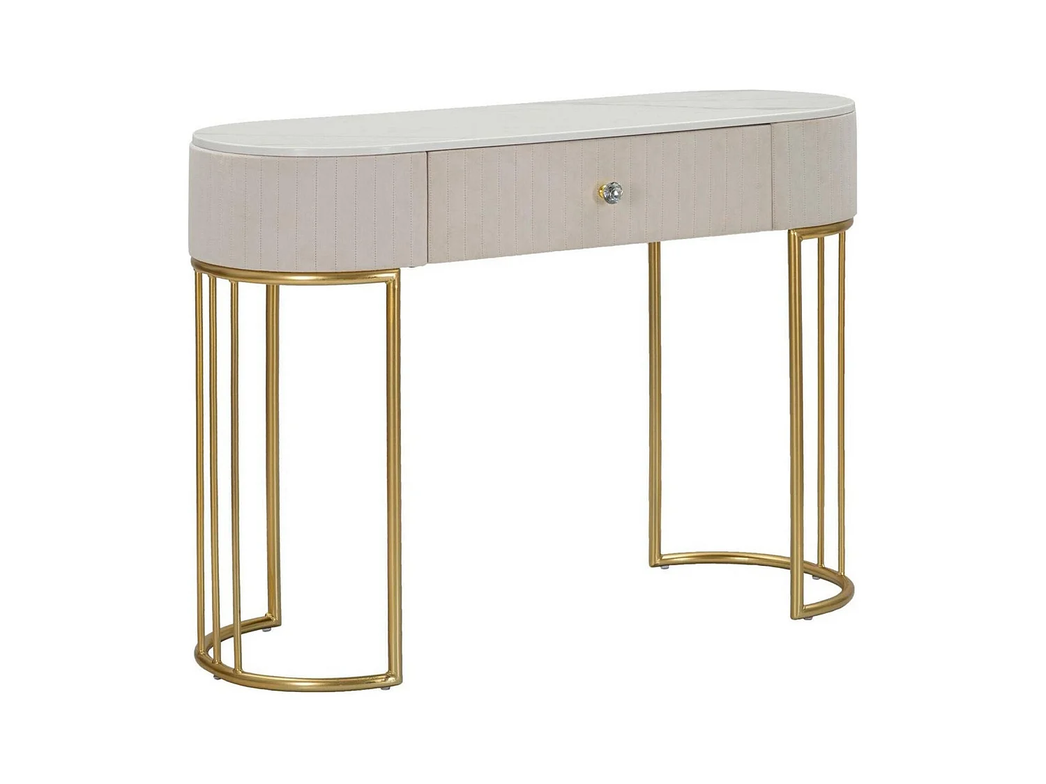 Console AbstraktesÂ , Table polyvalente, Armoire de rangement, Bureau du couloir, 100x40 h75 cm, Crème et Blanc