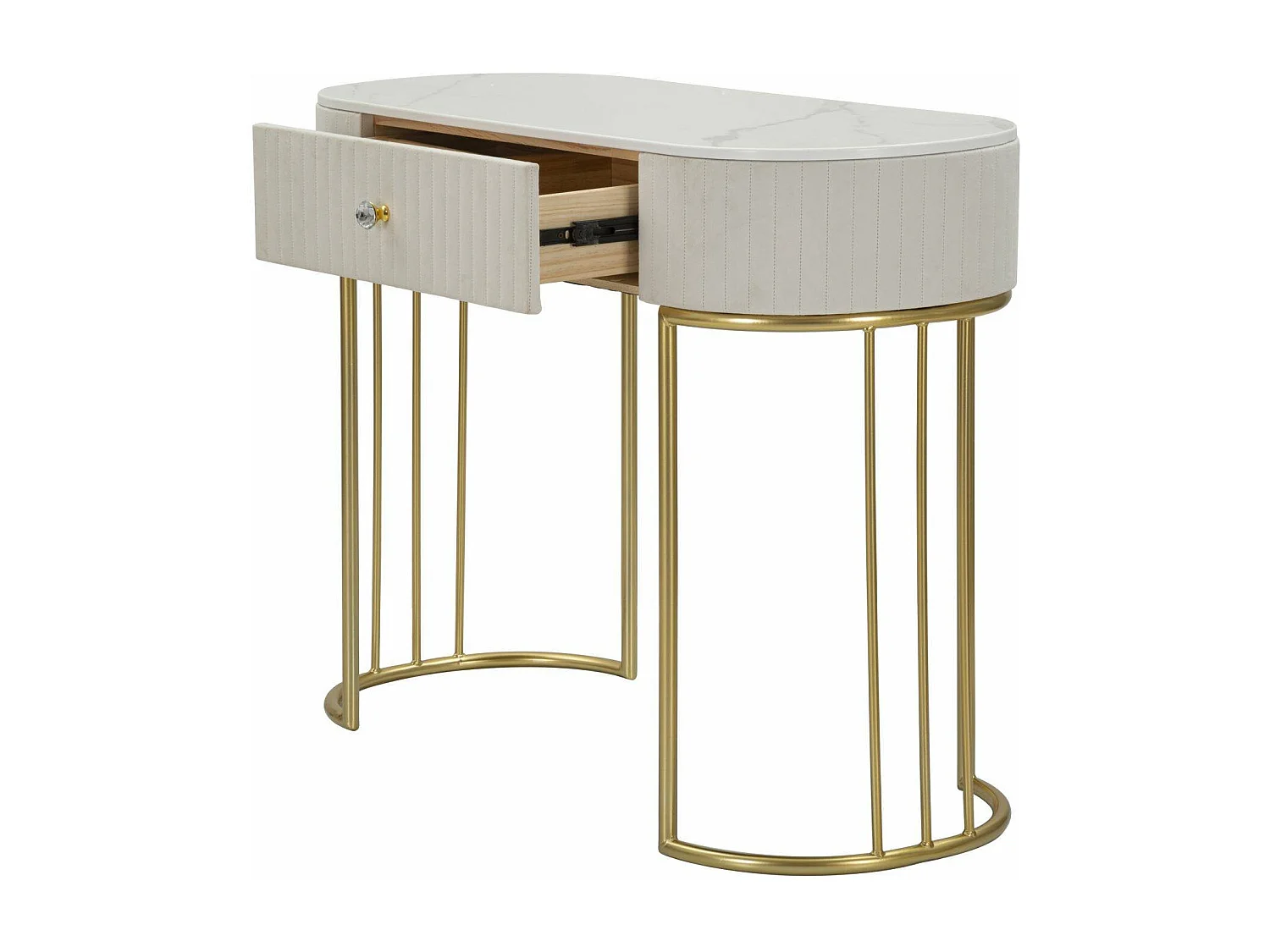 Abstraktes console, Multifunctionele tafel, Bijzetkast, Gangbureau, 100x40 h75 cm, Crème en Wit