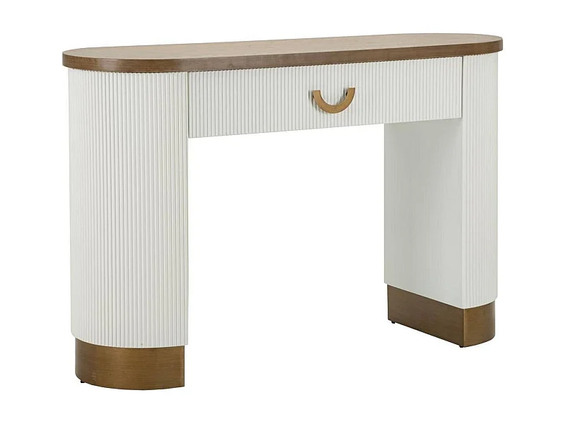 Dmora - Consolle Cadre, 121x40 h78 cm, Bianco e Marrone