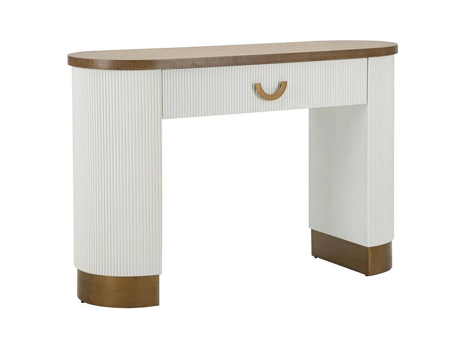 Cadre console, Multifunctionele tafel, Bijzetkast, Gangbureau, 121x40 h78 cm, Wit en Bruin