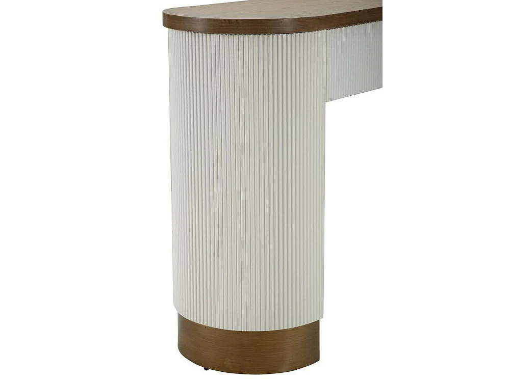 Consola Cadre, Mesa multiusos, Gabinete de soporte, Escritorio de pasillo, 121x40 h78 cm, Blanco y Marrón