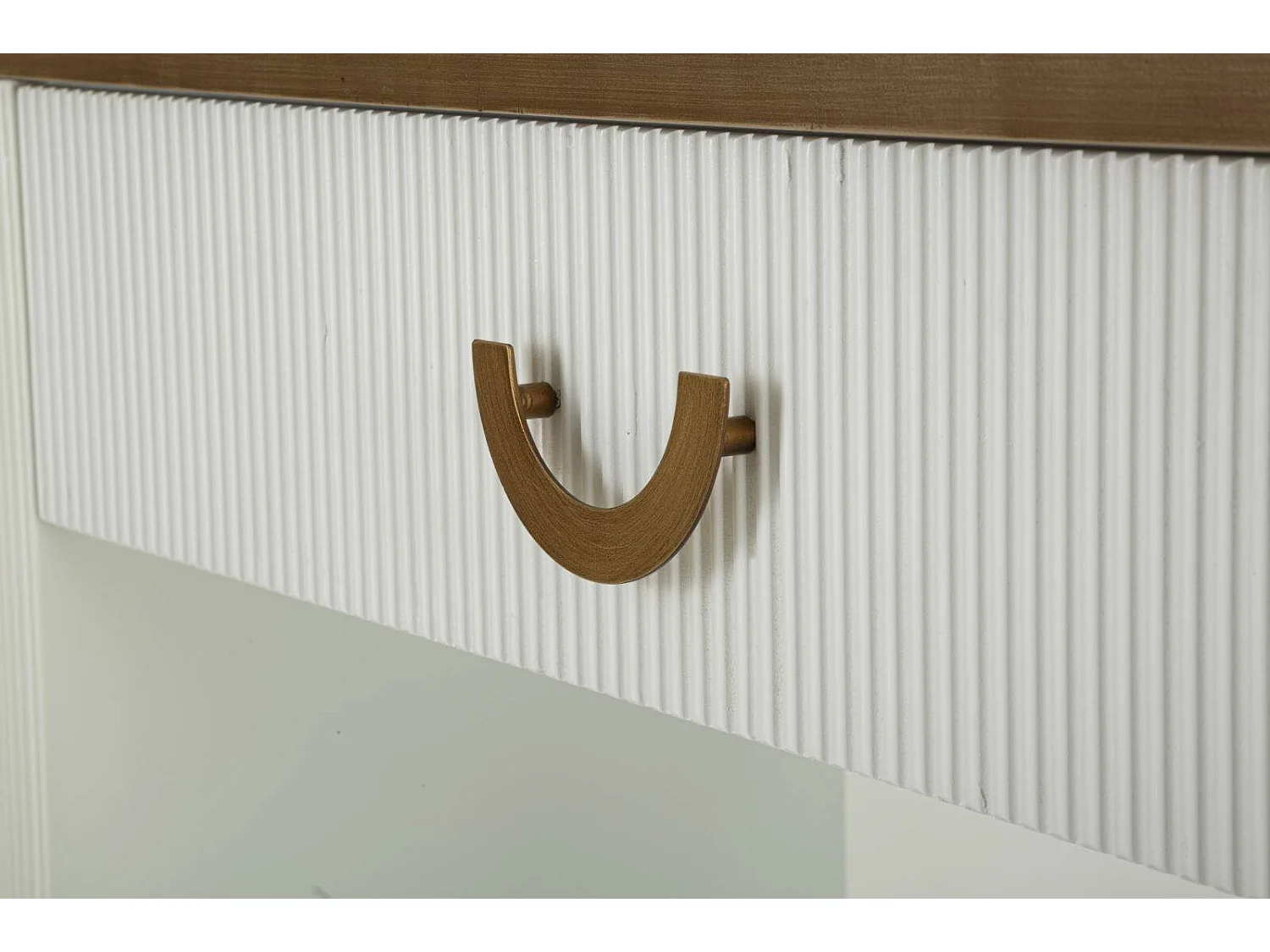 Cadre console, Multifunctionele tafel, Bijzetkast, Gangbureau, 121x40 h78 cm, Wit en Bruin