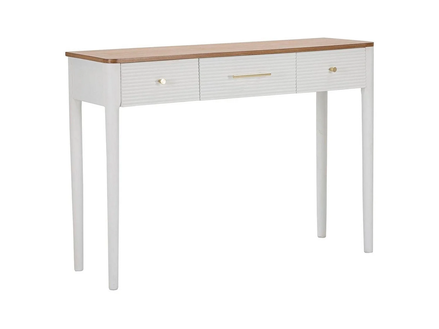 Crypto console, Multifunctionele tafel, Bijzetkast, Gangbureau, 107x37 h80 cm, Wit en Bruin