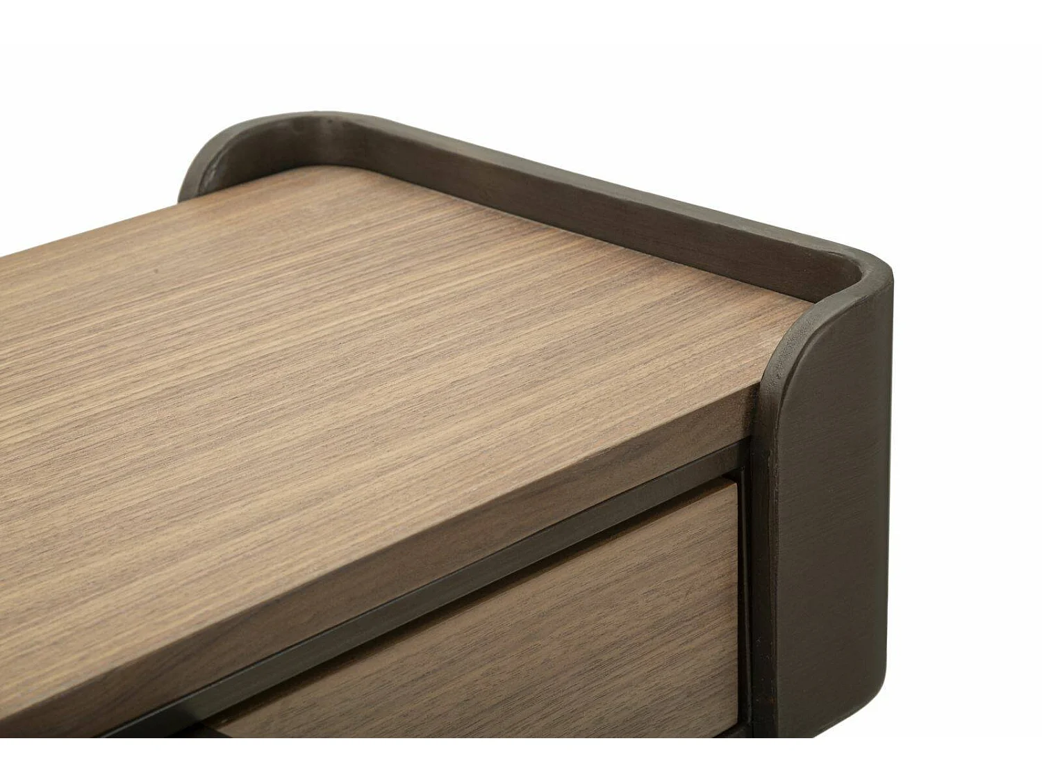 Console Franz, Table polyvalente, Armoire de rangement, Bureau du couloir, Gris et marron, 120x31 h72 cm