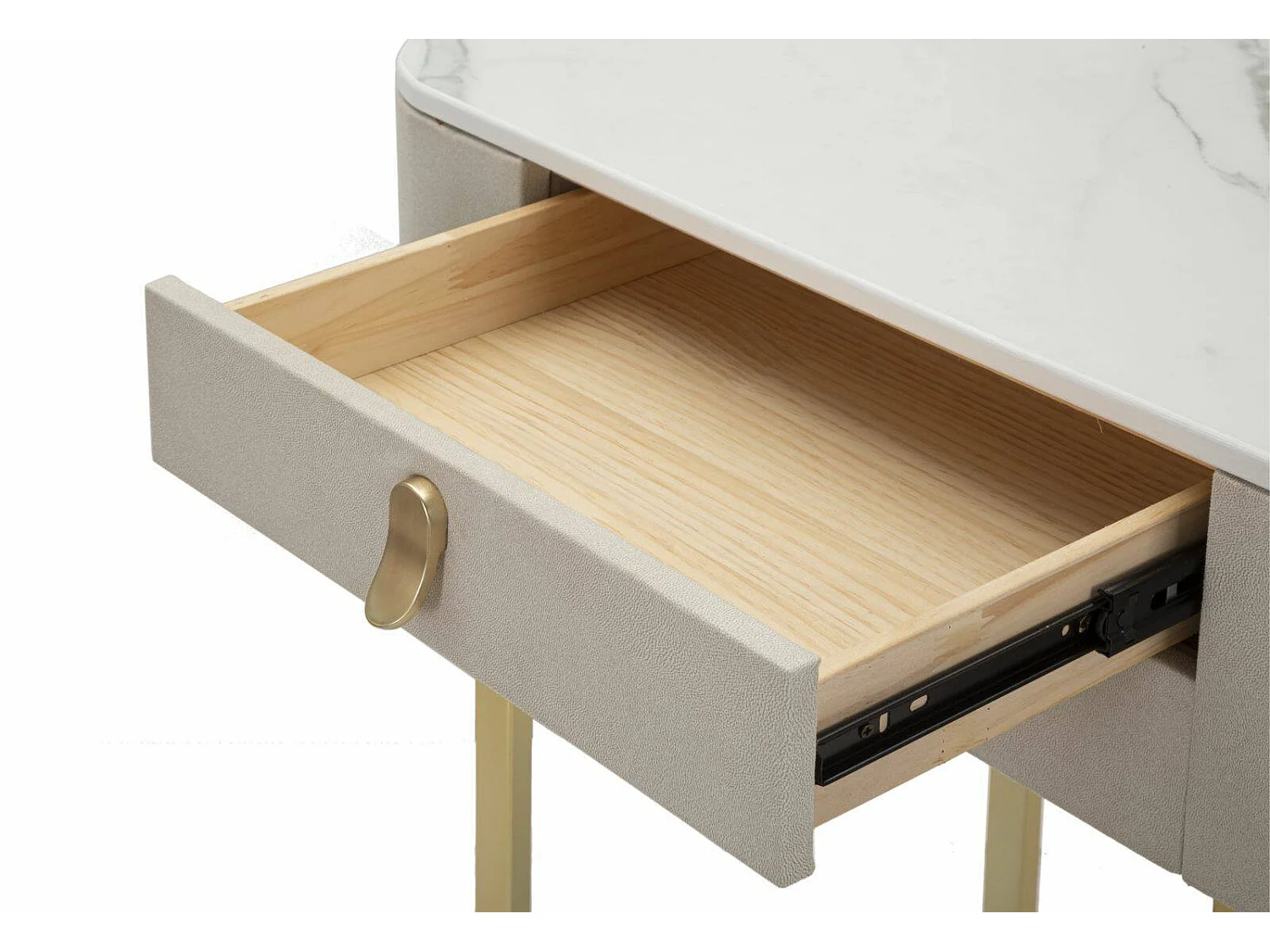 Consola Ronda, Mesa multiusos, Armário lateral, Secretária de corredor, Creme e Dourado, 70x40 h80 cm