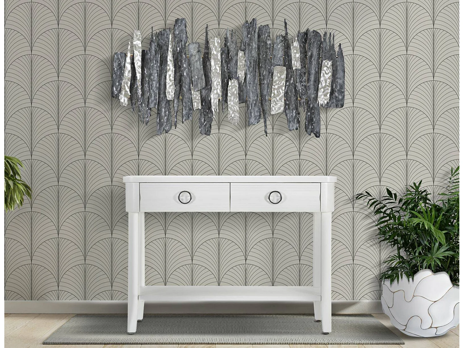 Bakar console, Multifunctionele tafel, Bijzetkast, Gangbureau, 110x40 h82 cm, Wit