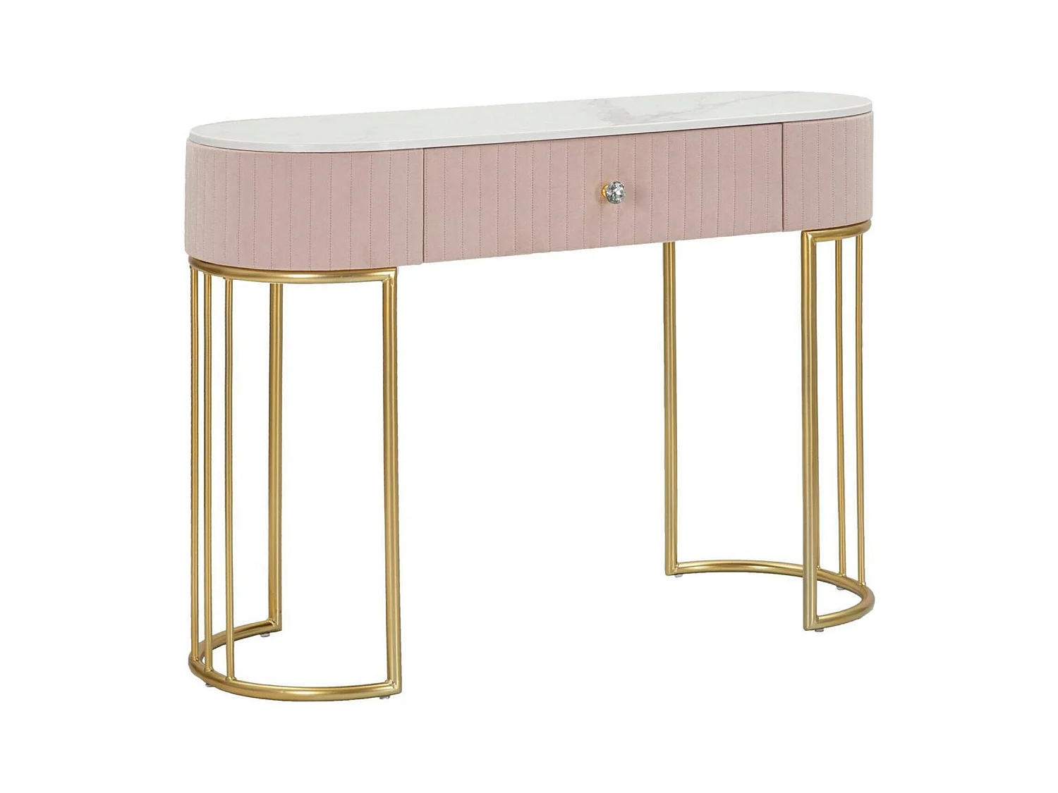 Console AbstraktesÂ , Table polyvalente, Armoire de rangement, Bureau du couloir, 100x40 h75 cm, Rose et Blanc