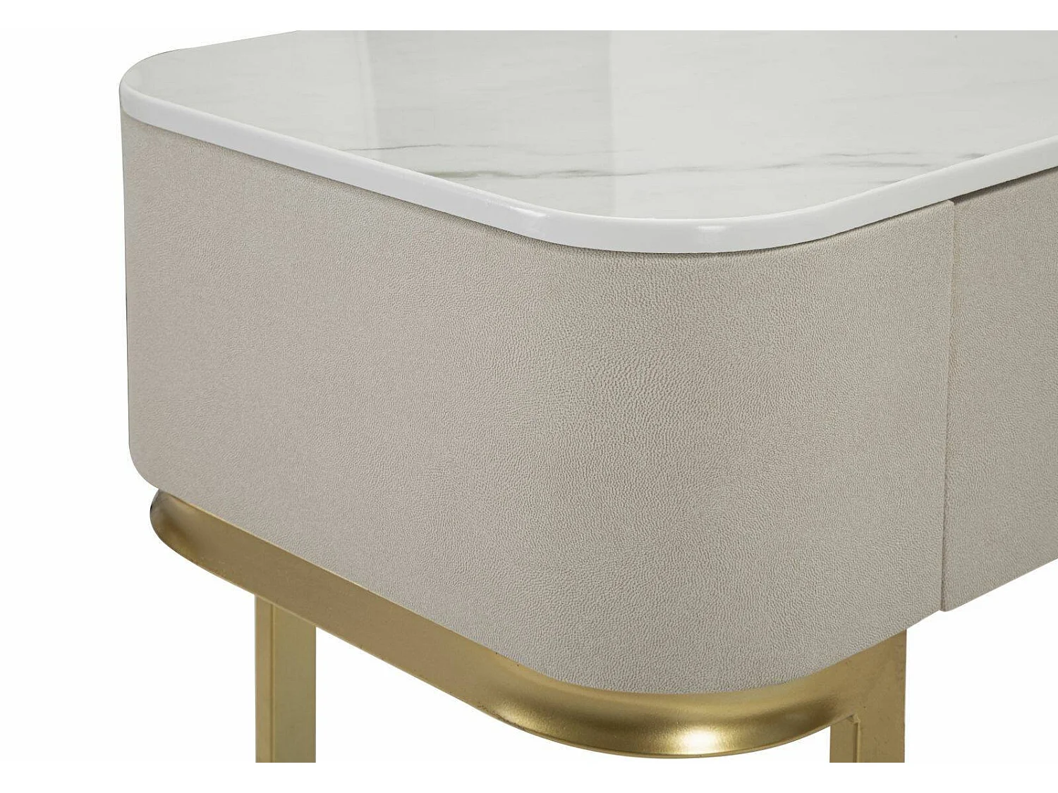 Console Ronda, Table polyvalente, Armoire de rangement, Bureau du couloir, Crème et Or, 100x40 h80 cm