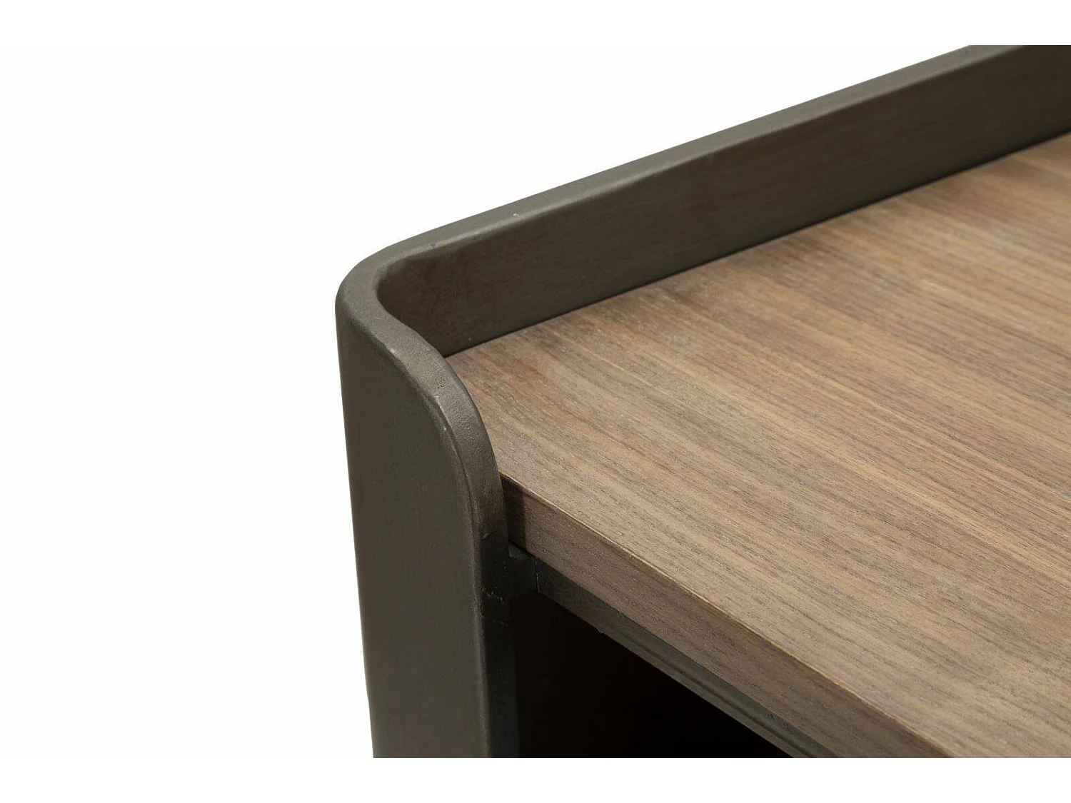 Meuble TV Cannon, Buffet de salon, Armoire basse pour TV, Base murale de rangement, 150x42 h58 cm, Gris et marron