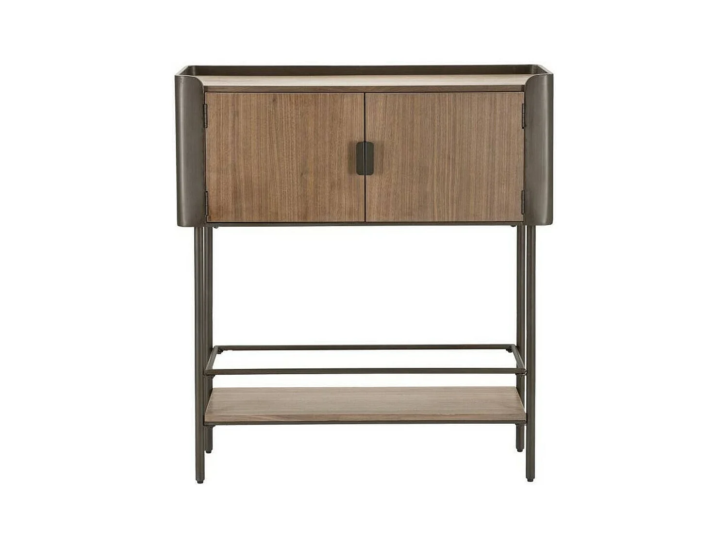 Meuble TV Quilt, Buffet de salon, Armoire basse pour TV, Base murale de rangement, 100x42 h110 cm, Gris et marron