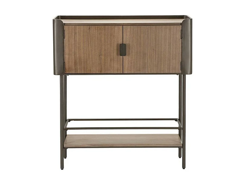 Meuble TV Quilt, Buffet de salon, Armoire basse pour TV, Base murale de rangement, 100x42 h110 cm, Gris et marron