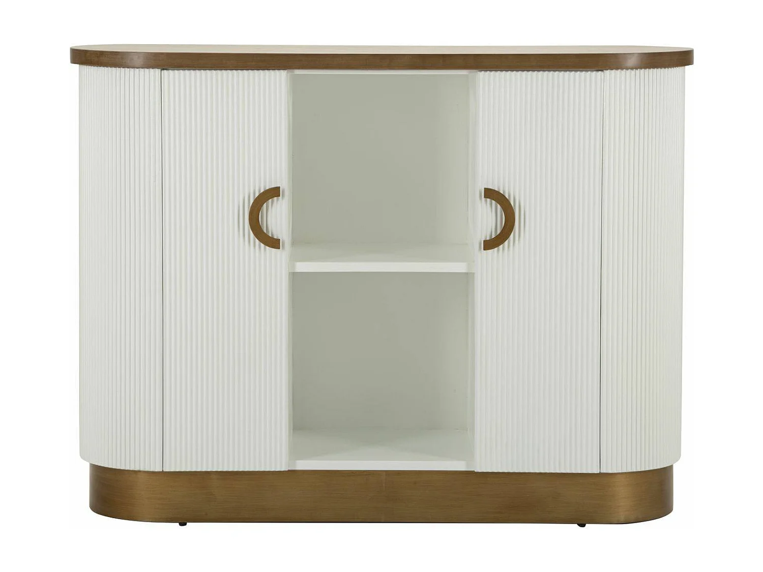 Buffet Ferrule, Buffet du salon, Commode de salon, Garde-manger de cuisine, 121x41 h90 cm, Blanc et marron