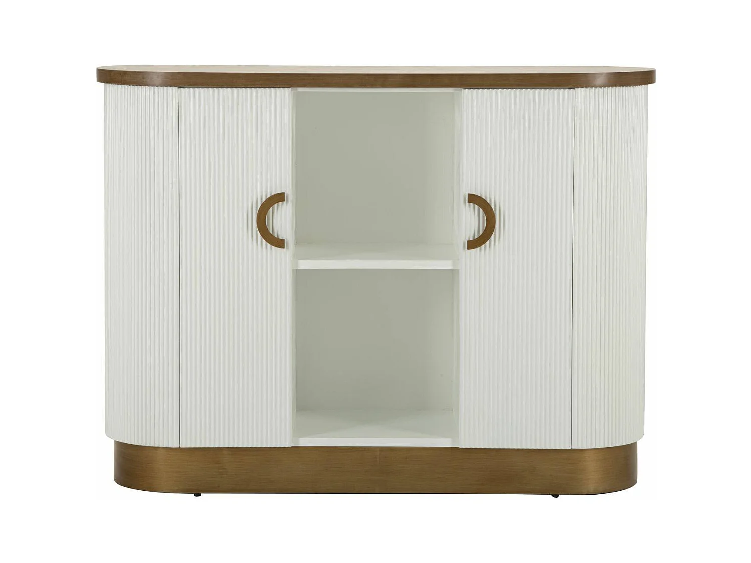 Buffet Ferrule, Buffet du salon, Commode de salon, Garde-manger de cuisine, 121x41 h90 cm, Blanc et marron
