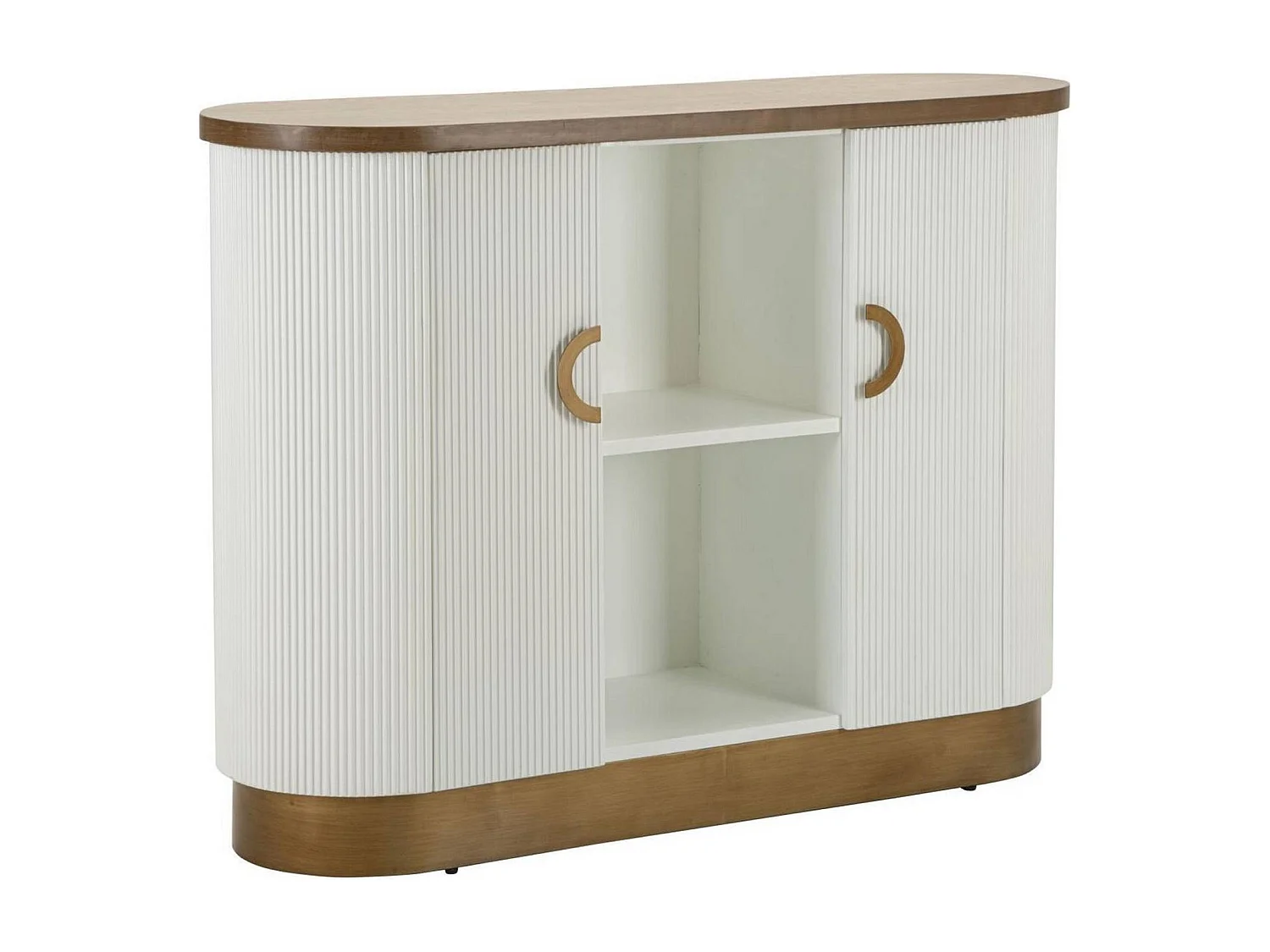 Dmora - Credenza Ferrule, 121x41 h90 cm, Bianco e Marrone