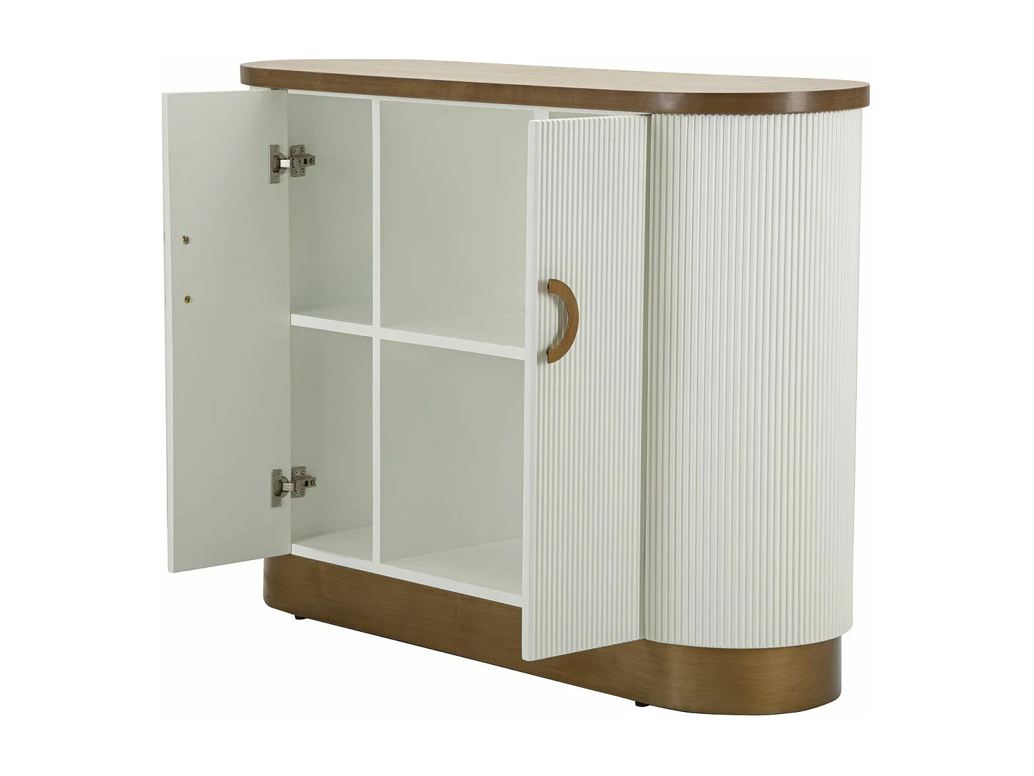 Dmora - Credenza Ferrule, 121x41 h90 cm, Bianco e Marrone