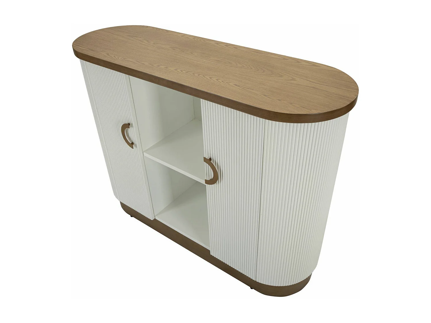 Dmora - Credenza Ferrule, 121x41 h90 cm, Bianco e Marrone