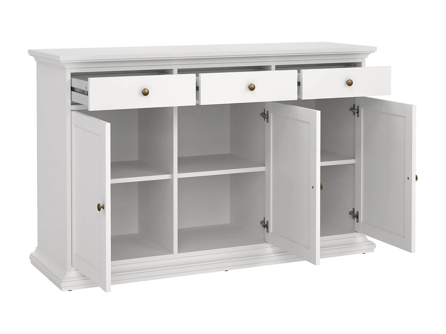 Buffet Asola, Buffet du salon, Commode de salon, Garde-manger de cuisine, 144x46 h92 cm, Blanc