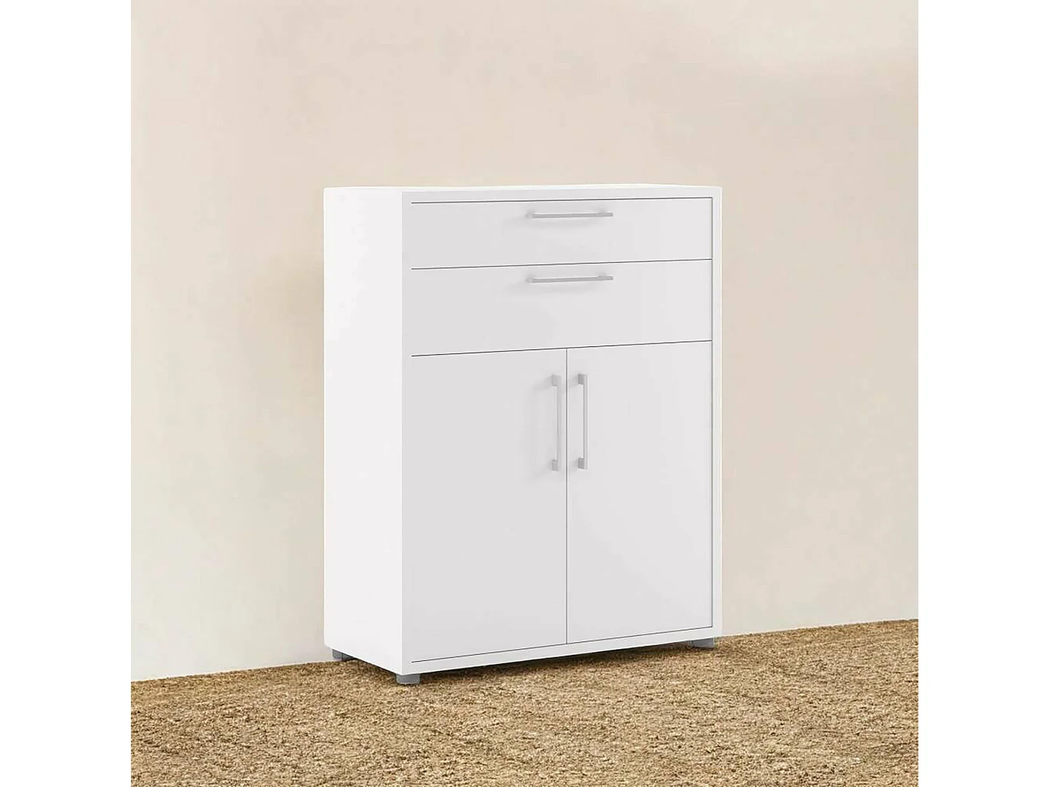 Buffet Agra, Buffet du salon, Commode de salon, Garde-manger de cuisine, 89x40 h113 cm, Blanc