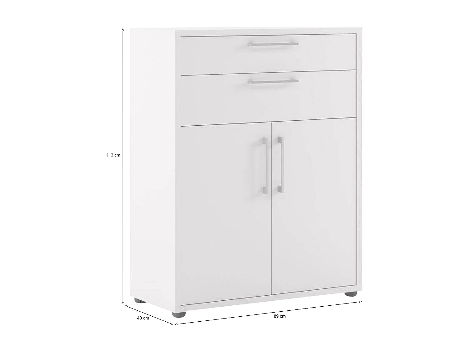 Buffet Agra, Buffet du salon, Commode de salon, Garde-manger de cuisine, 89x40 h113 cm, Blanc