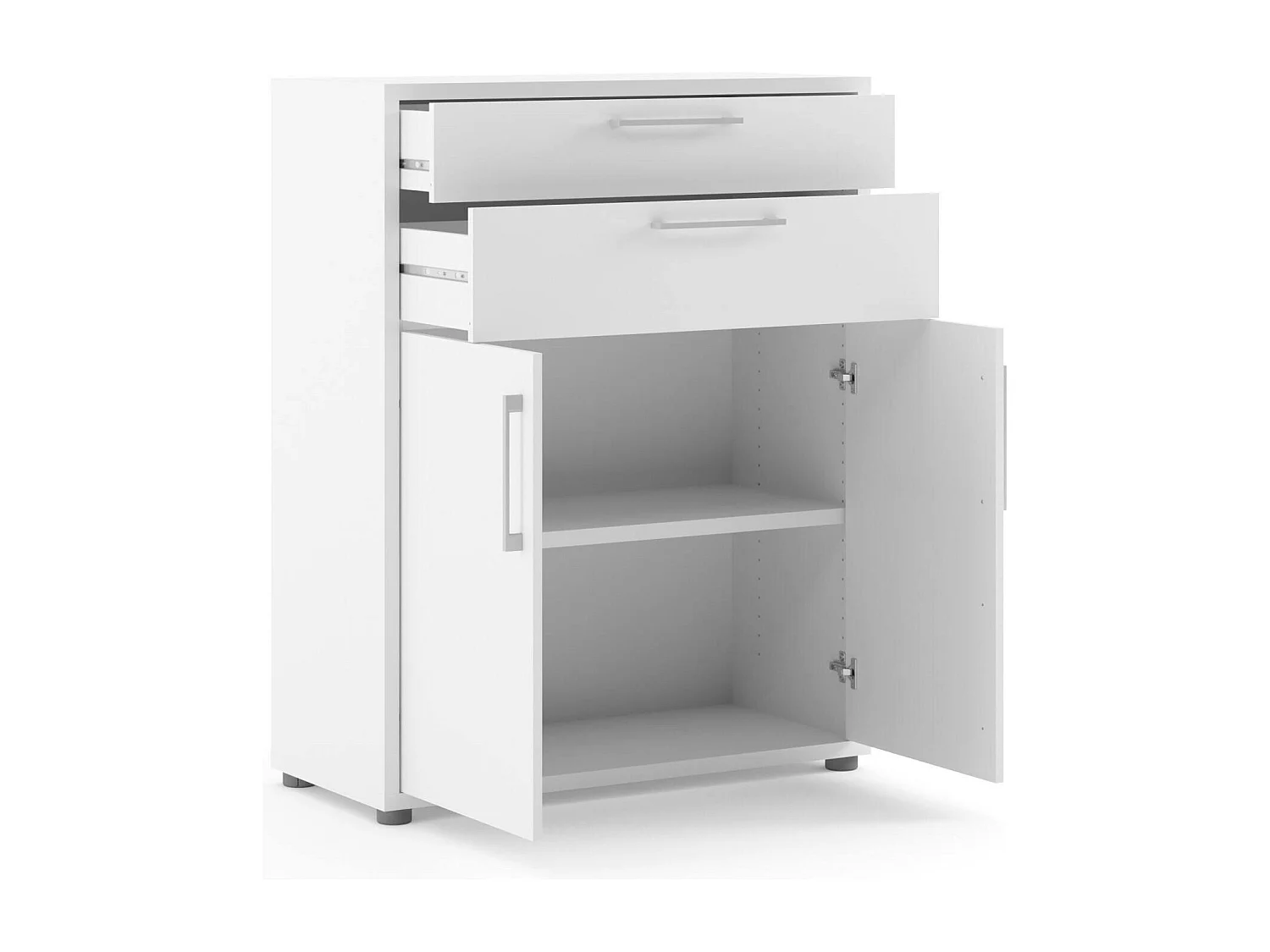 Buffet Agra, Buffet du salon, Commode de salon, Garde-manger de cuisine, 89x40 h113 cm, Blanc