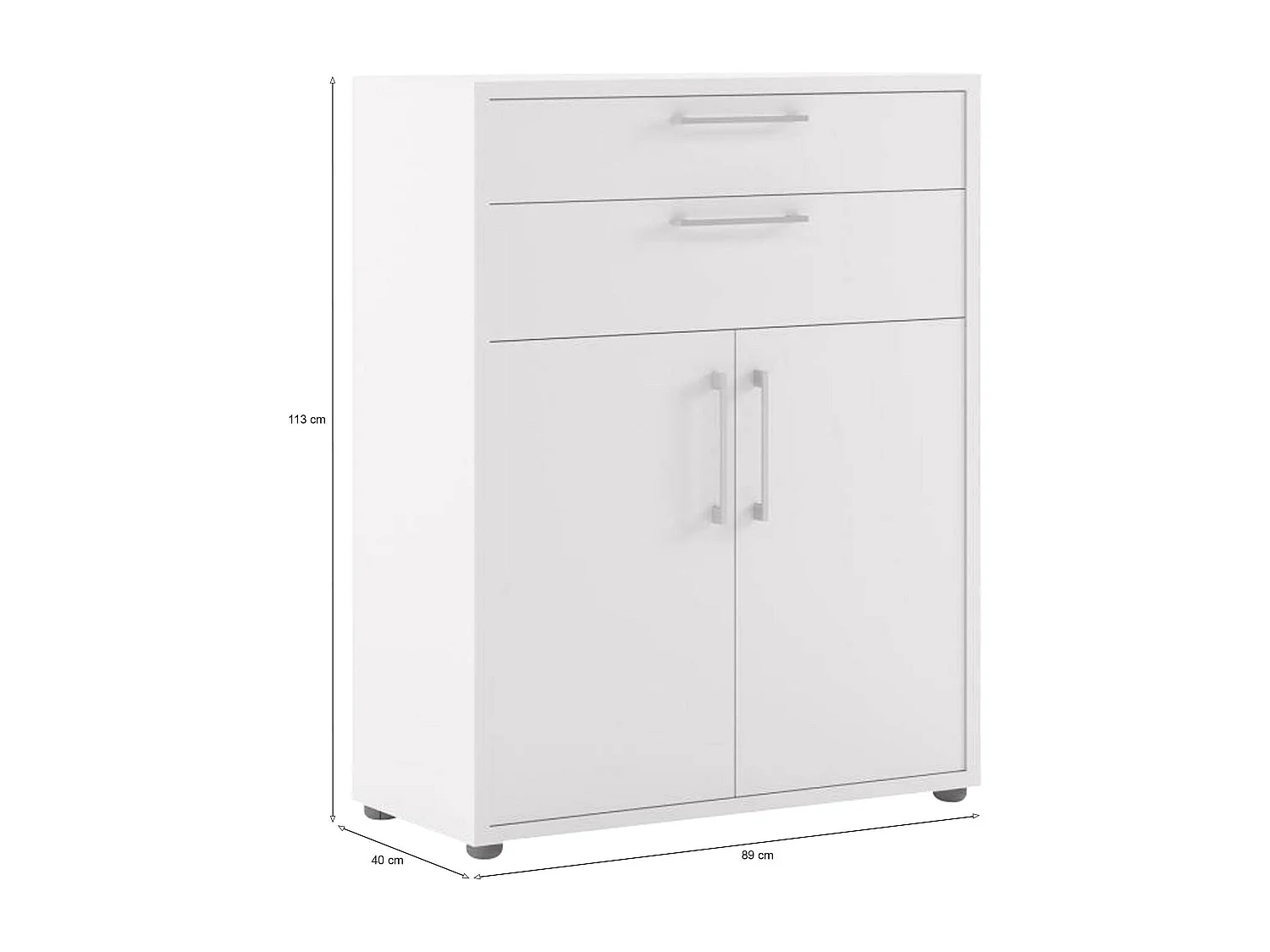 Buffet Agra, Buffet du salon, Commode de salon, Garde-manger de cuisine, 89x40 h113 cm, Blanc