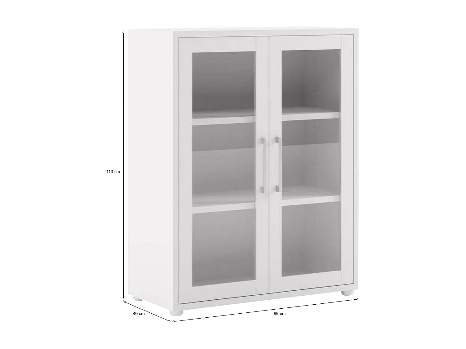 Ampezzo dressoir, Woonkamerbuffet, Woonkamerdressoir, Keukenkast, 89x40 h113 cm, Wit