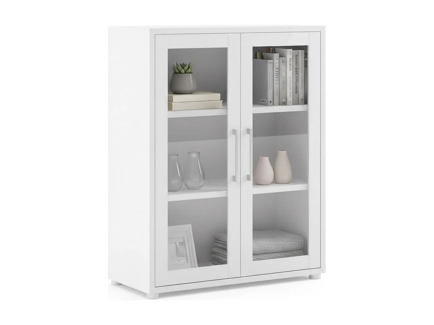 Buffet Ampezzo, Buffet du salon, Commode de salon, Garde-manger de cuisine, 89x40 h113 cm, Blanc