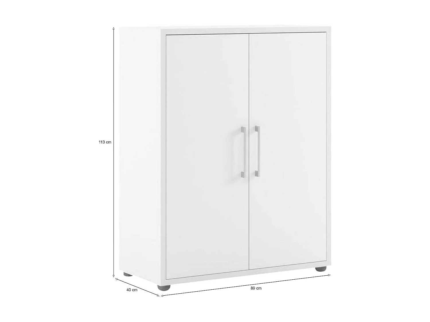 Kommode Warszawa, Wohnzimmerbuffet, Wohnzimmer-Sideboard, Moderne Küchen-Speisekammer, 89x40 h113 cm, Weiß