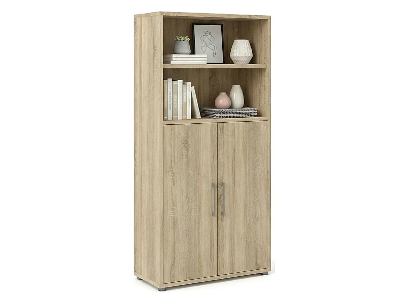Saotome dressoir, Woonkamerbuffet, Woonkamerdressoir, Keukenkast, 89x40 h186 cm, Eiken