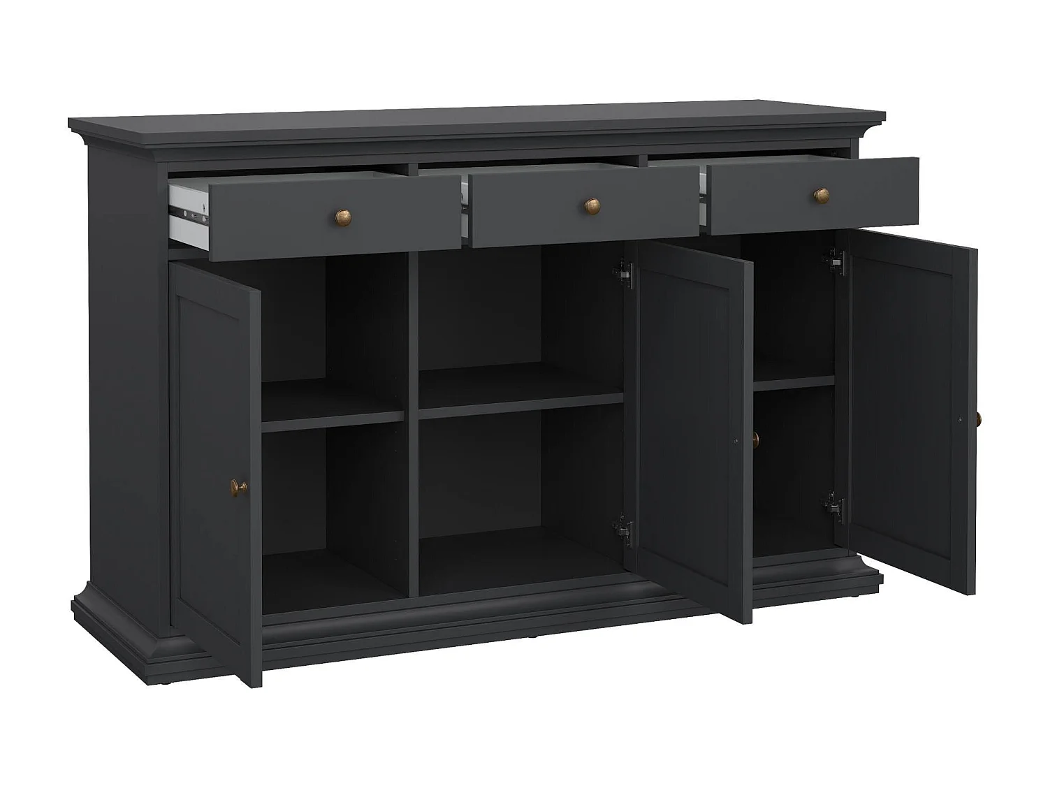 Buffet Asola, Buffet du salon, Commode de salon, Garde-manger de cuisine, 144x46 h92 cm, Gri