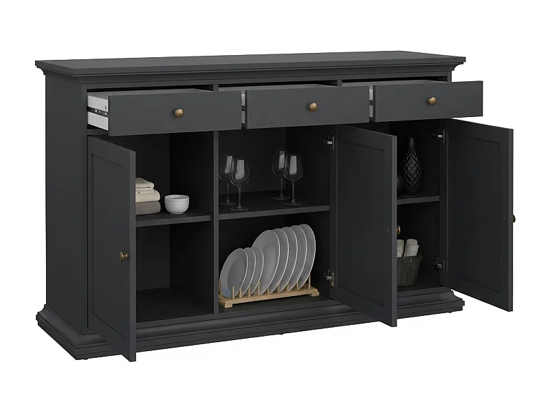 Buffet Asola, Buffet du salon, Commode de salon, Garde-manger de cuisine, 144x46 h92 cm, Gri