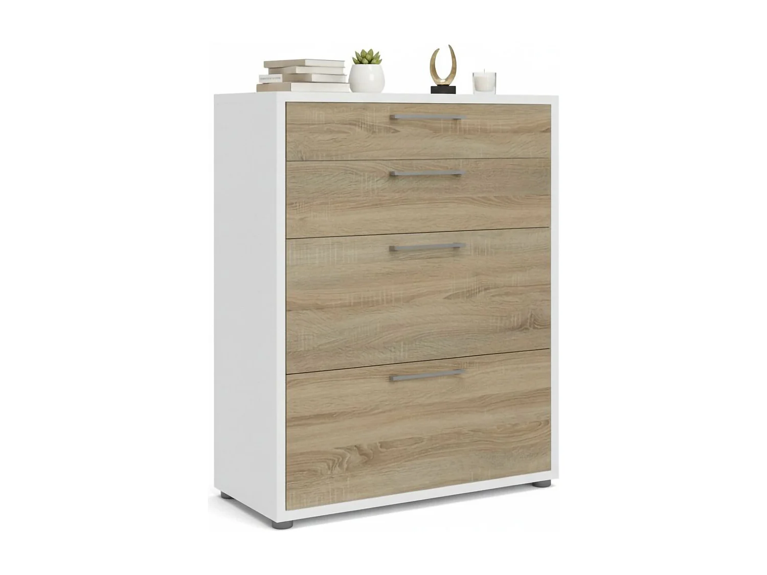 Anghiari dressoir, Woonkamerbuffet, Woonkamerdressoir, Keukenkast, 89x40 h113 cm, Wit en Eiken