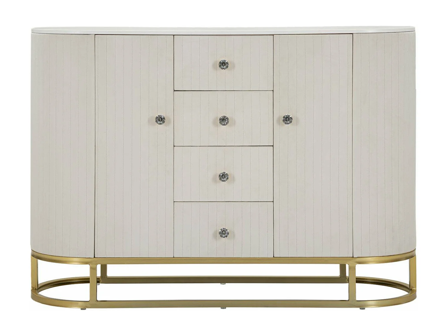 Lodovico dressoir, Woonkamerbuffet, Woonkamerdressoir, Keukenkast, 120x40 h85 cm, Crème en Wit