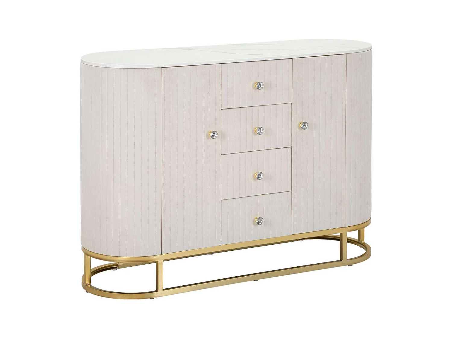 Buffet Lodovico, Buffet du salon, Commode de salon, Garde-manger de cuisine, 120x40 h85 cm, Crème et Blanc