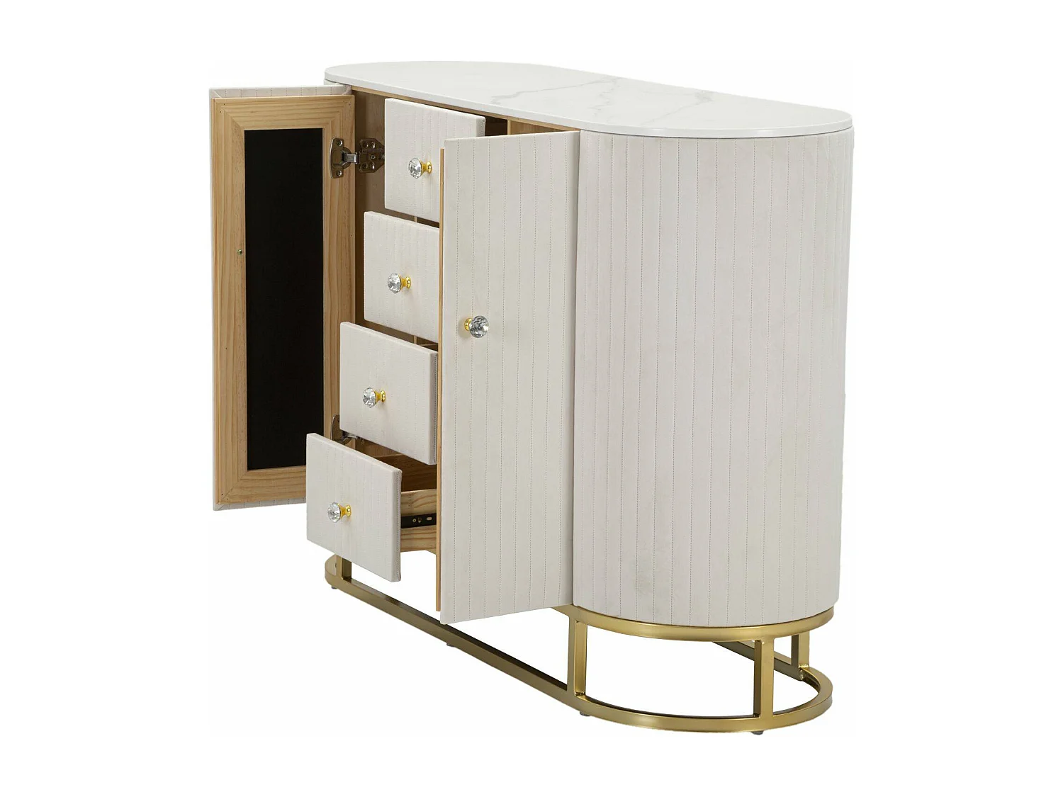 Buffet Lodovico, Buffet du salon, Commode de salon, Garde-manger de cuisine, 120x40 h85 cm, Crème et Blanc