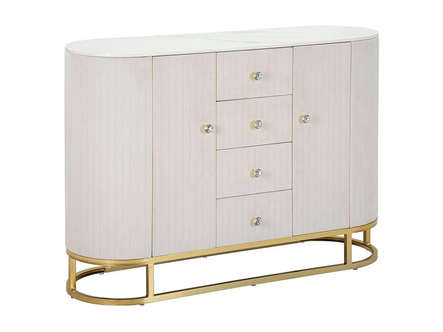 Buffet Lodovico, Buffet du salon, Commode de salon, Garde-manger de cuisine, 120x40 h85 cm, Crème et Blanc