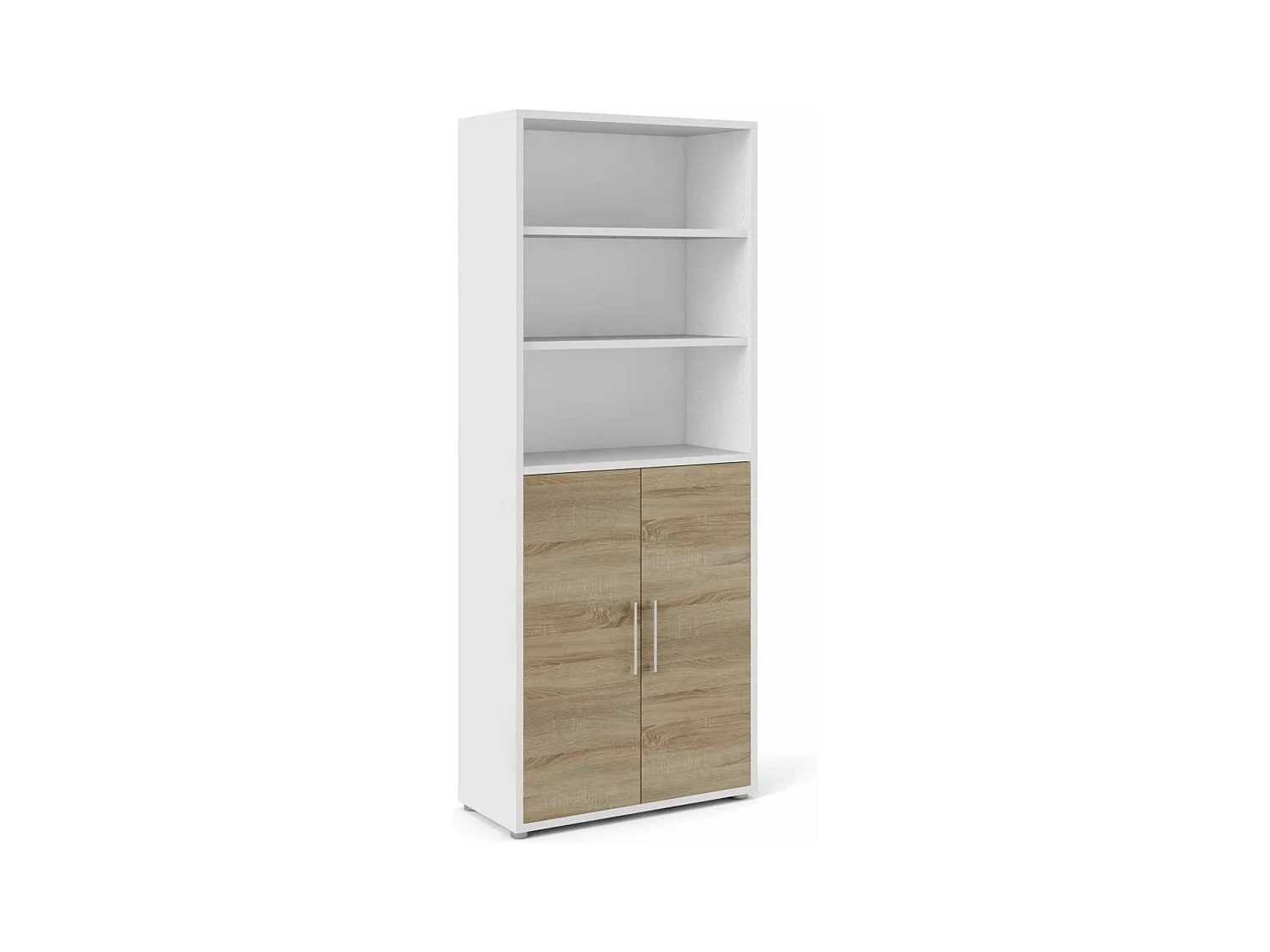 Buffet Valsesia, Buffet du salon, Commode de salon, Garde-manger de cuisine, 89x40 h222 cm, Blanc et chêne