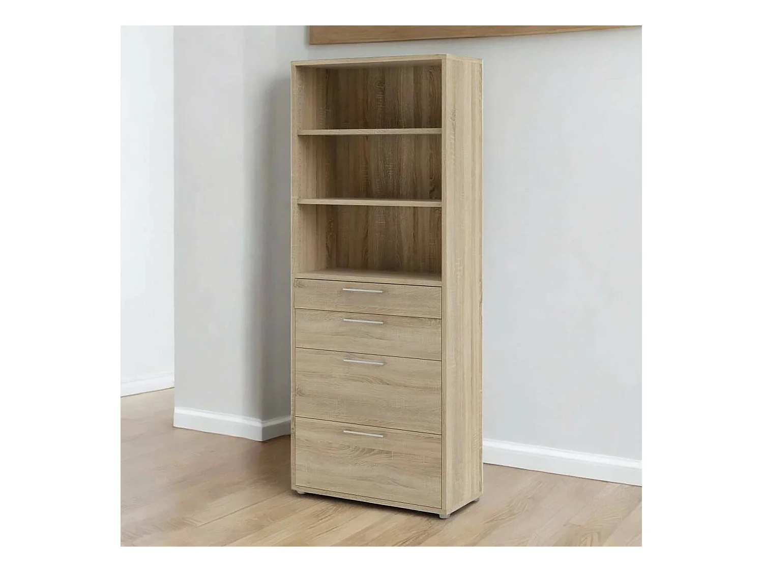Buffet Aritzo, Buffet du salon, Commode de salon, Garde-manger de cuisine, 89x40 h222 cm, Chêne