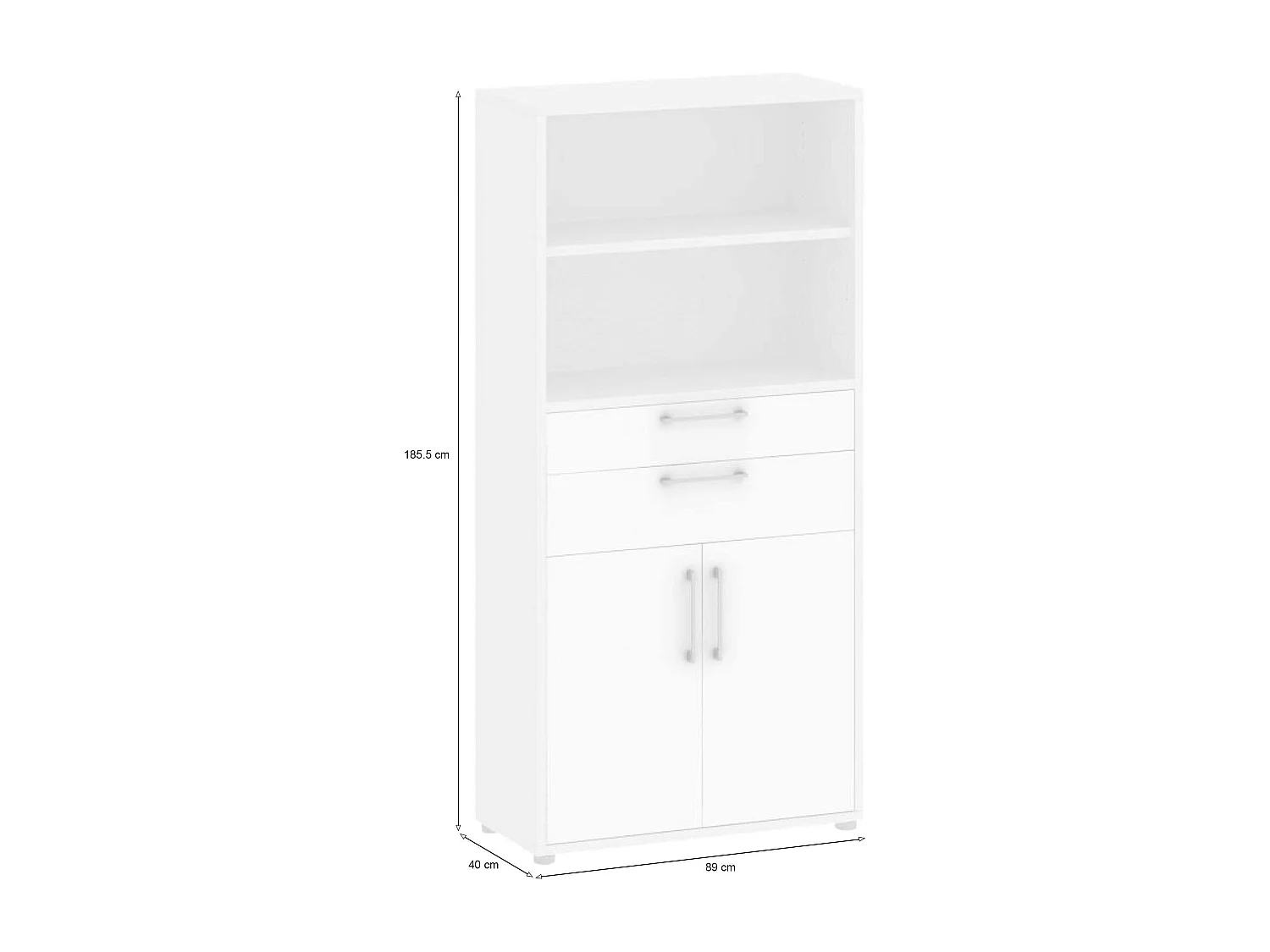 Buffet Albidona, Buffet du salon, Commode de salon, Garde-manger de cuisine, 89x40 h186 cm, Blanc