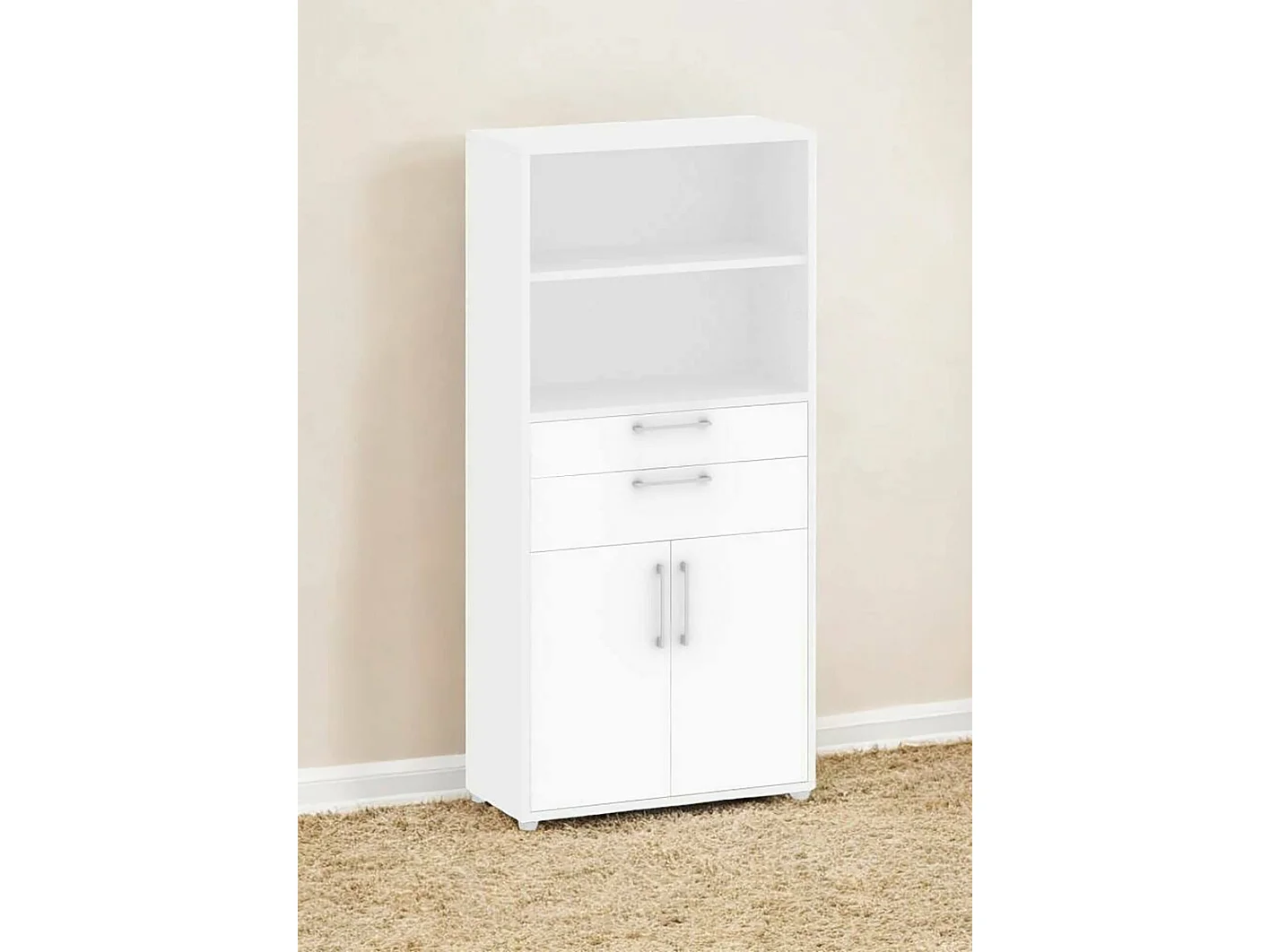 Albidona dressoir, Woonkamerbuffet, Woonkamerdressoir, Keukenkast, 89x40 h186 cm, Wit