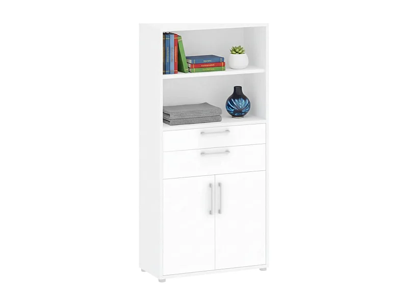 Buffet Albidona, Buffet du salon, Commode de salon, Garde-manger de cuisine, 89x40 h186 cm, Blanc