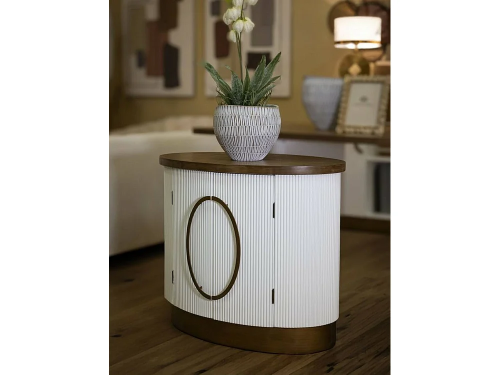 Buffet Kolinsky, Buffet du salon, Commode de salon, Garde-manger de cuisine, 79x48 h67 cm, Blanc et marron