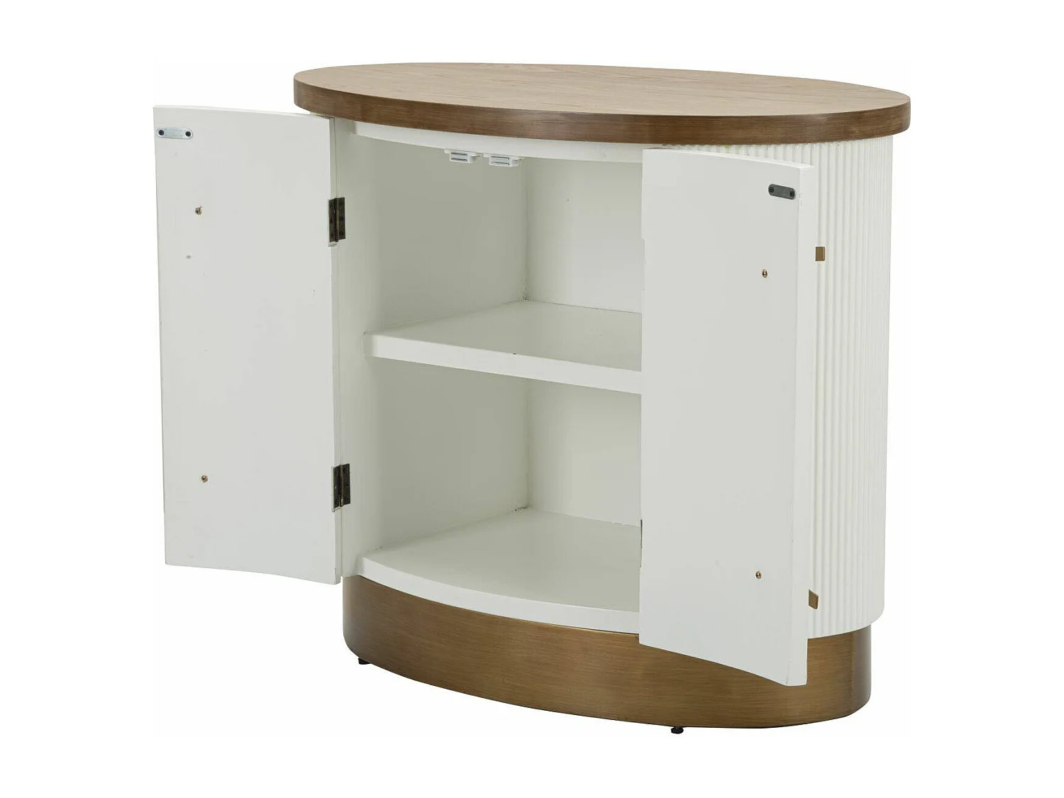 Aparador Kolinsky, Bufé de salón, Aparador de salón, Despensa de cocina, 79x48 h67 cm, Blanco y Marrón